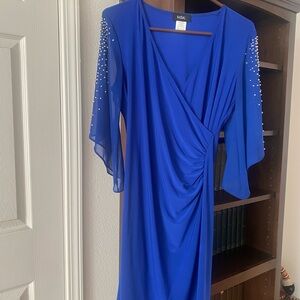 MSK Royal Blue Dress with Embellished Sleeves